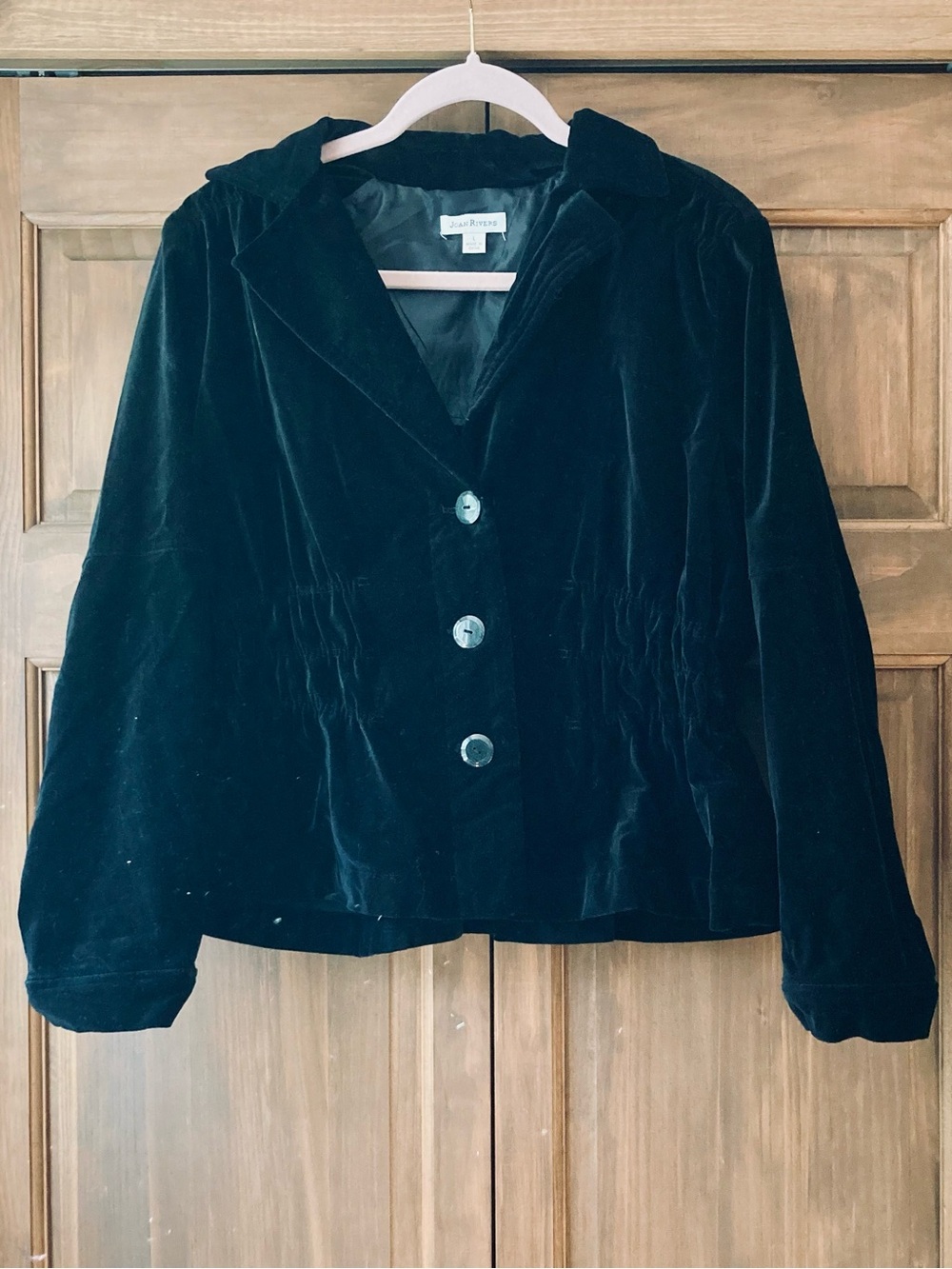 Joan Rivers Black Velvet Button-up Jacket Large